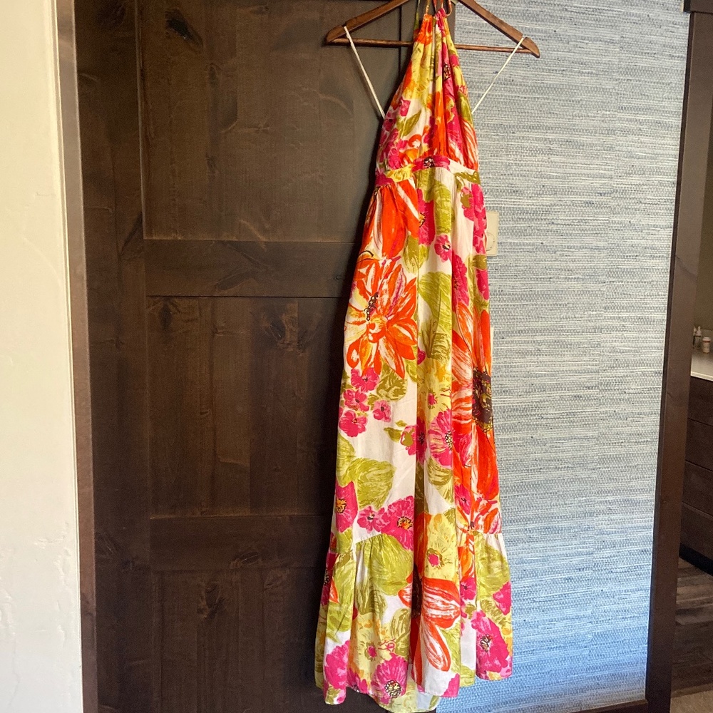 Anthropologie Silk Flowered Dress w/pockets